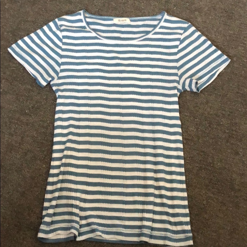 Madewell Blue And White Striped Tee